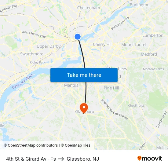 4th St & Girard Av  - Fs to Glassboro, NJ map