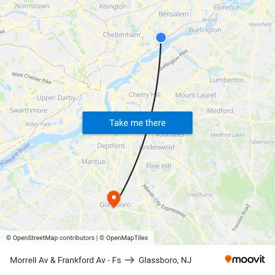 Morrell Av & Frankford Av - Fs to Glassboro, NJ map