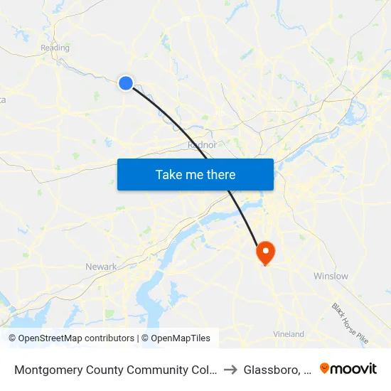 Montgomery County Community College to Glassboro, NJ map