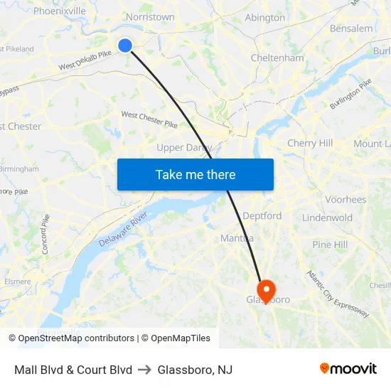 Mall Blvd & Court Blvd to Glassboro, NJ map
