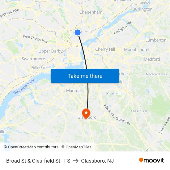 Broad St & Clearfield St - FS to Glassboro, NJ map