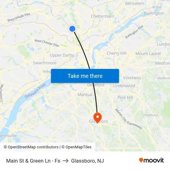 Main St & Green Ln - Fs to Glassboro, NJ map