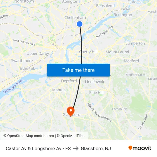 Castor Av & Longshore Av - FS to Glassboro, NJ map