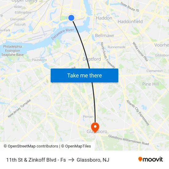 11th St & Zinkoff Blvd - Fs to Glassboro, NJ map