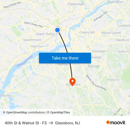 40th St & Walnut St - FS to Glassboro, NJ map