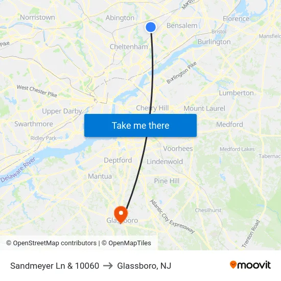 Sandmeyer Ln & 10060 to Glassboro, NJ map