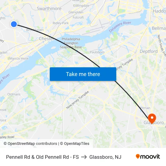 Pennell Rd & Old Pennell Rd - FS to Glassboro, NJ map