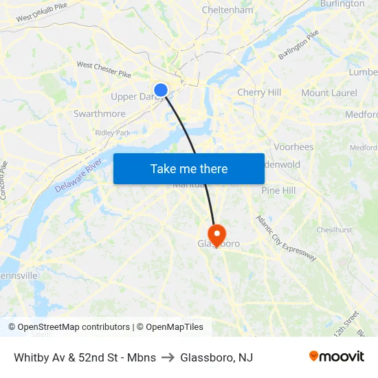 Whitby Av & 52nd St - Mbns to Glassboro, NJ map