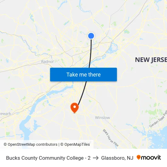Bucks County Community College - 2 to Glassboro, NJ map