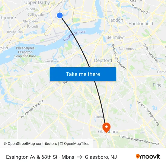 Essington Av & 68th St - Mbns to Glassboro, NJ map