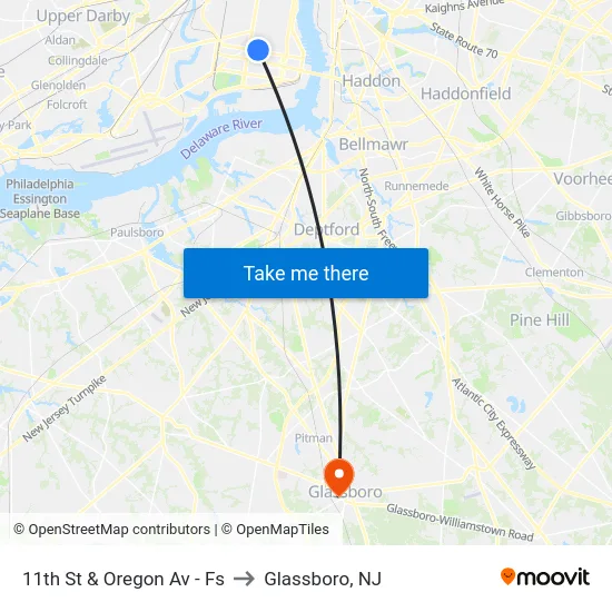 11th St & Oregon Av - Fs to Glassboro, NJ map