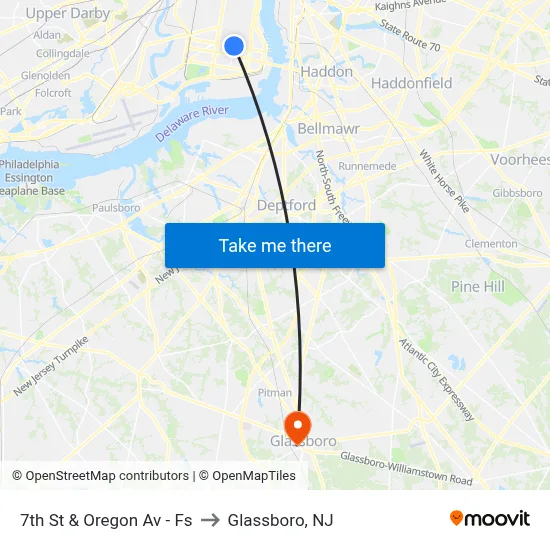 7th St & Oregon Av - Fs to Glassboro, NJ map