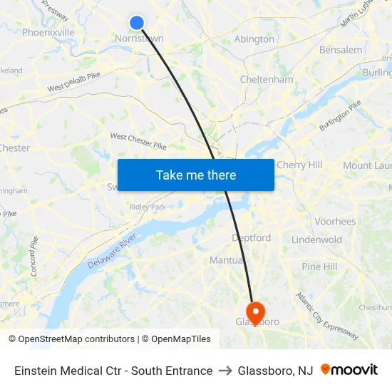 Einstein Medical Ctr - South Entrance to Glassboro, NJ map