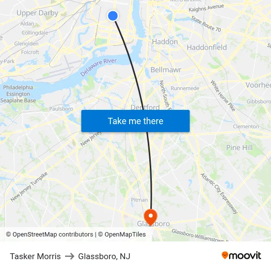 Tasker Morris to Glassboro, NJ map