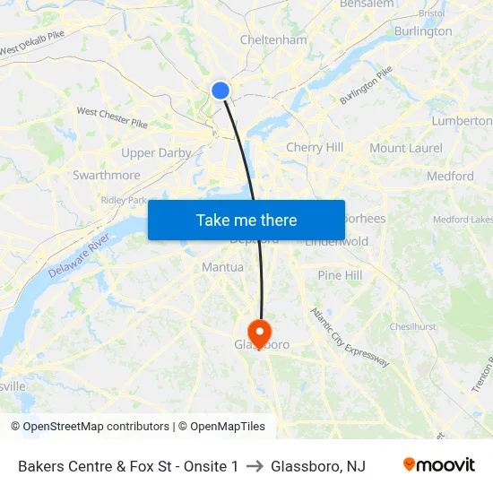 Bakers Centre & Fox St - Onsite 1 to Glassboro, NJ map