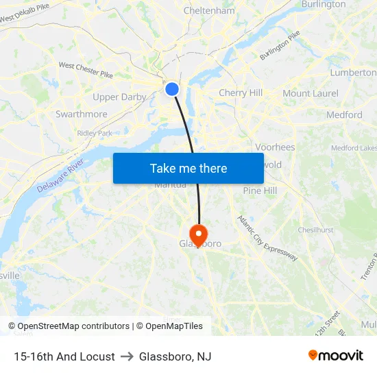 15-16th And Locust to Glassboro, NJ map