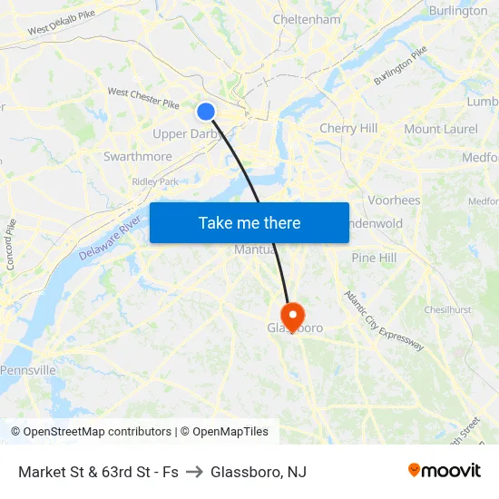 Market St & 63rd St - Fs to Glassboro, NJ map
