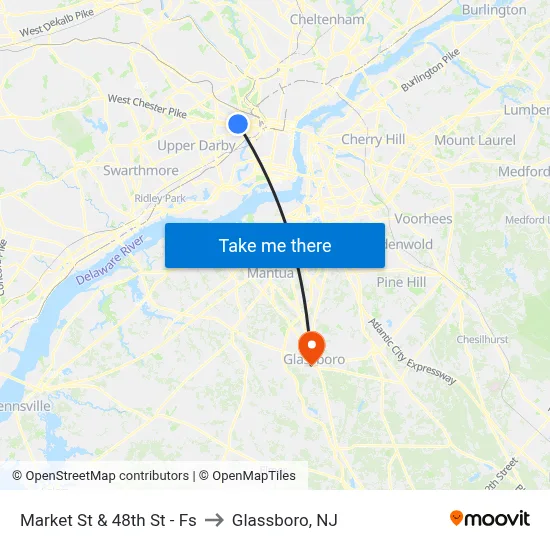 Market St & 48th St - Fs to Glassboro, NJ map
