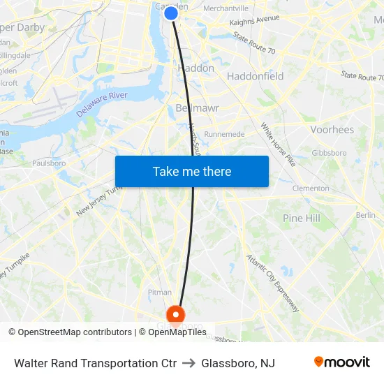 Walter Rand Transportation Ctr to Glassboro, NJ map