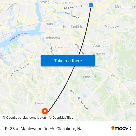 Rt-38 at Maplewood Dr to Glassboro, NJ map