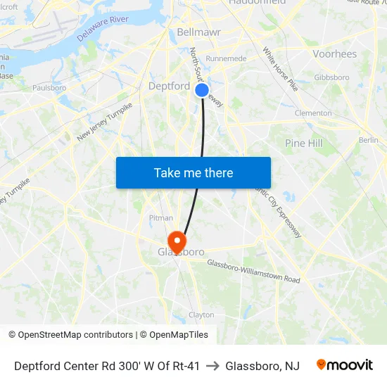 Deptford Center Rd 300' W Of Rt-41 to Glassboro, NJ map