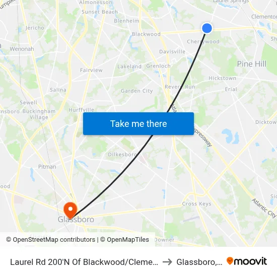 Laurel Rd 200'N Of Blackwood/Clementon Rd to Glassboro, NJ map