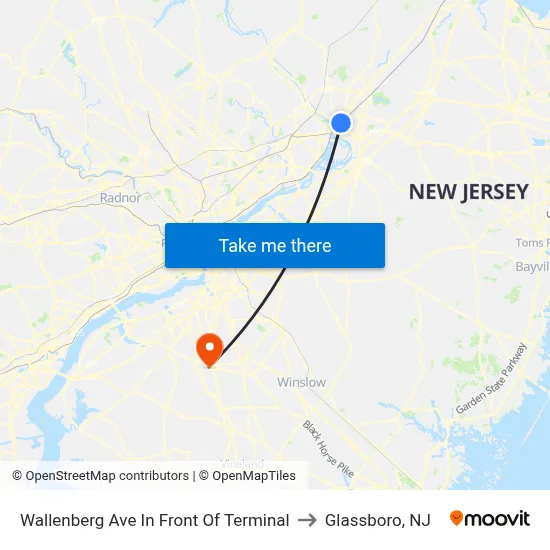 Wallenberg Ave In Front Of Terminal to Glassboro, NJ map