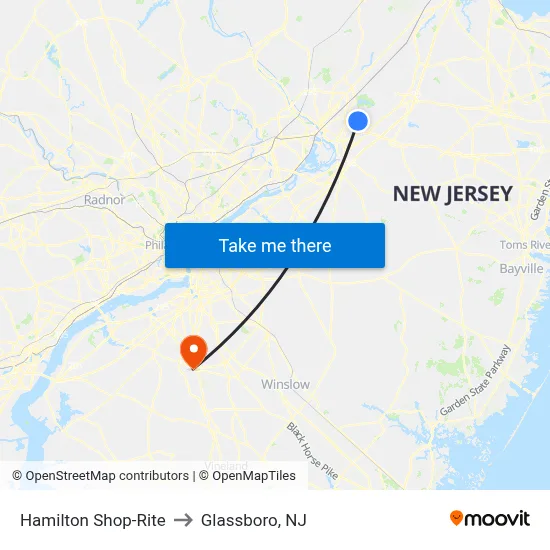Hamilton Shop-Rite to Glassboro, NJ map