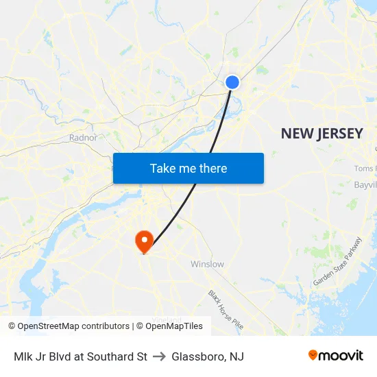 Mlk Jr Blvd at Southard St to Glassboro, NJ map