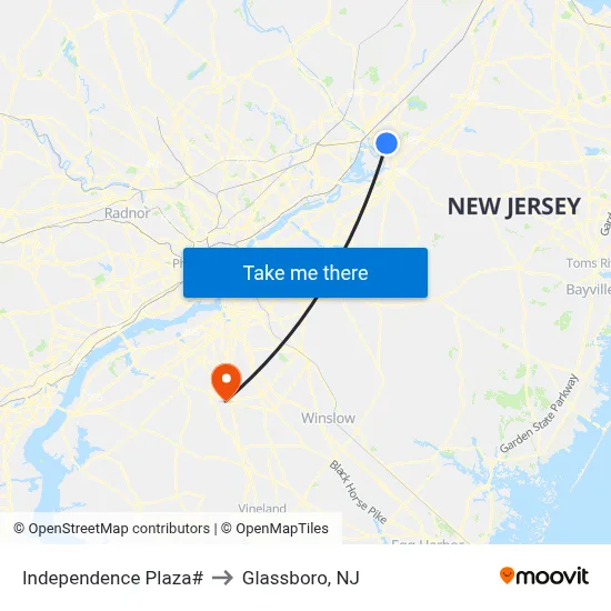 Independence Plaza# to Glassboro, NJ map