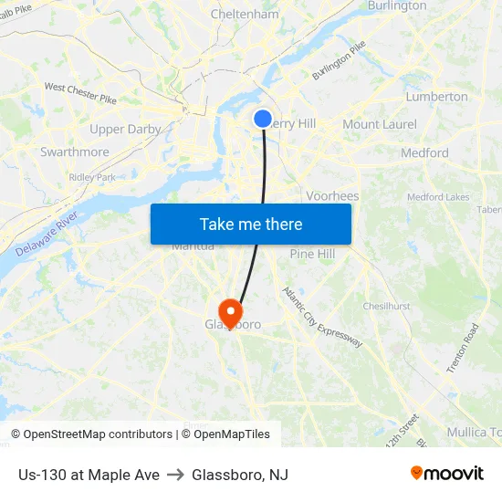 Us-130 at Maple Ave to Glassboro, NJ map