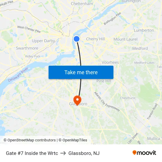 Gate #7 Inside the Wrtc to Glassboro, NJ map