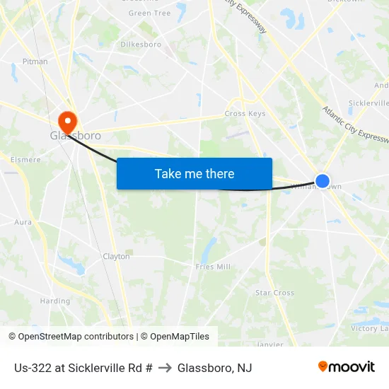 Us-322 at Sicklerville Rd # to Glassboro, NJ map
