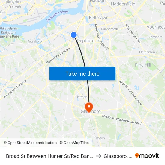 Broad St Between Hunter St/Red Bank Ave to Glassboro, NJ map
