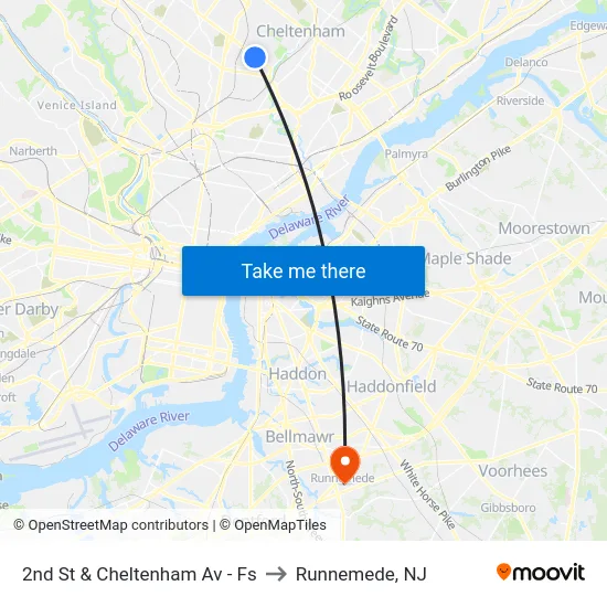 2nd St & Cheltenham Av - Fs to Runnemede, NJ map
