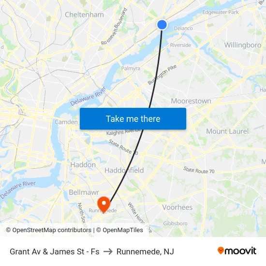 Grant Av & James St - Fs to Runnemede, NJ map