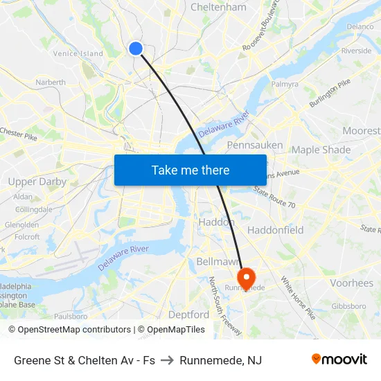 Greene St & Chelten Av - Fs to Runnemede, NJ map
