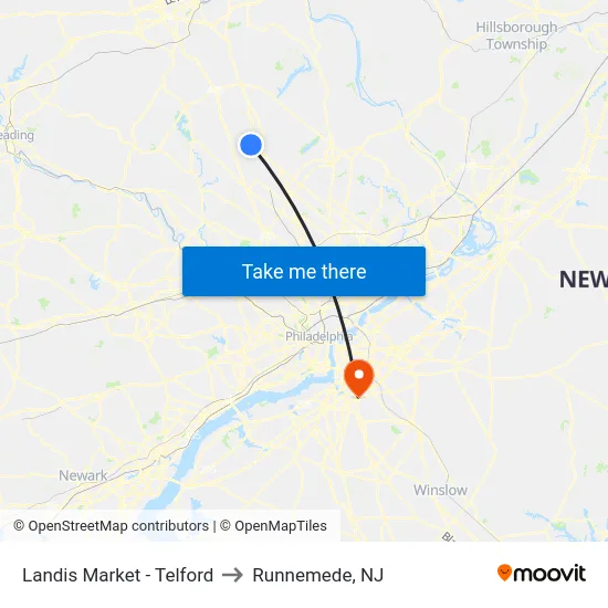 Landis Market - Telford to Runnemede, NJ map