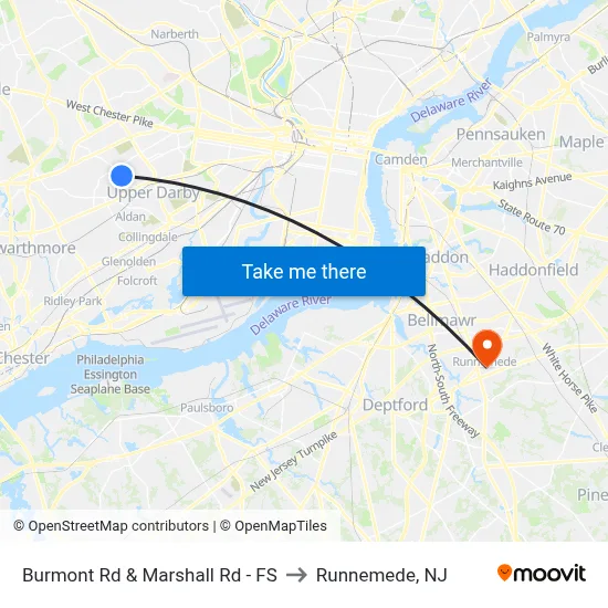 Burmont Rd & Marshall Rd - FS to Runnemede, NJ map