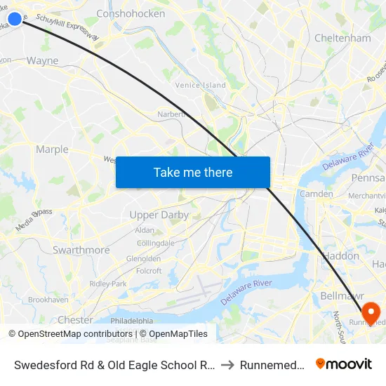 Swedesford Rd & Old Eagle School Rd - Mbns to Runnemede, NJ map