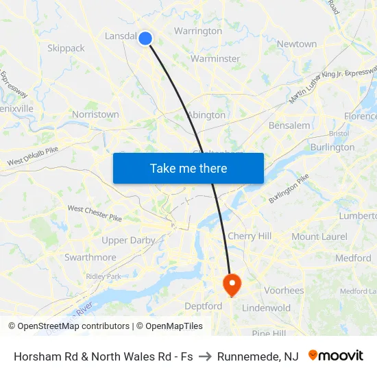 Horsham Rd & North Wales Rd - Fs to Runnemede, NJ map