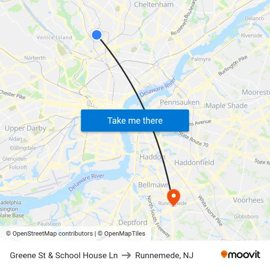 Greene St & School House Ln to Runnemede, NJ map