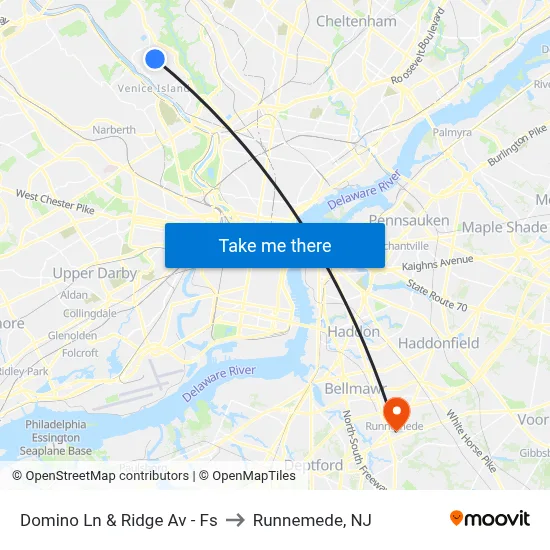 Domino Ln & Ridge Av - Fs to Runnemede, NJ map