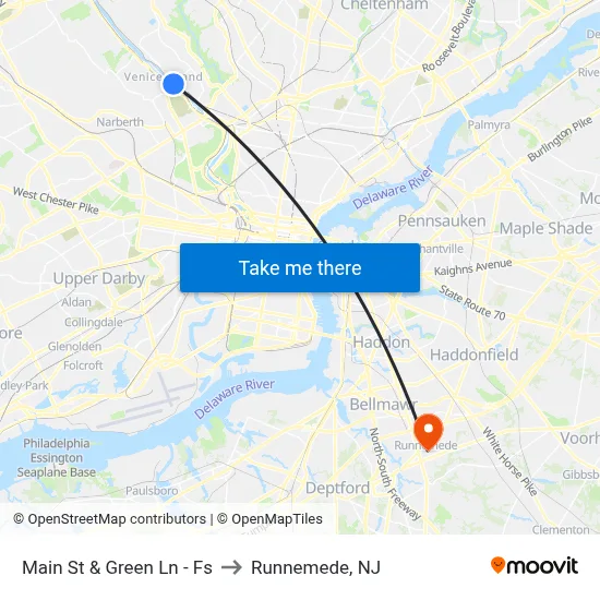 Main St & Green Ln - Fs to Runnemede, NJ map