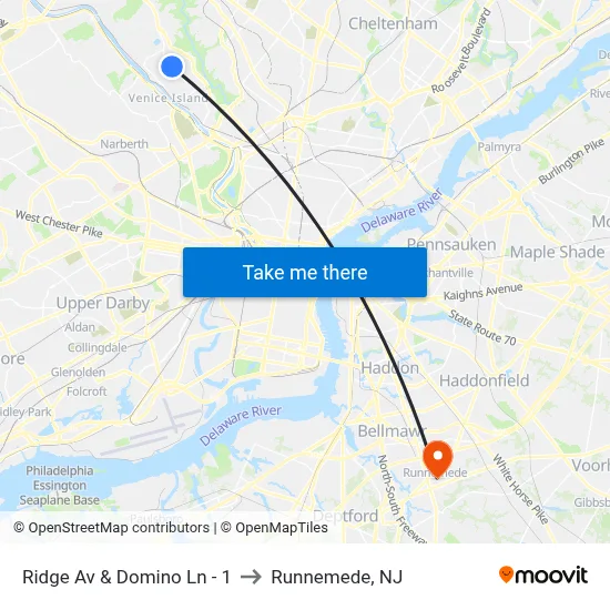 Ridge Av & Domino Ln - 1 to Runnemede, NJ map