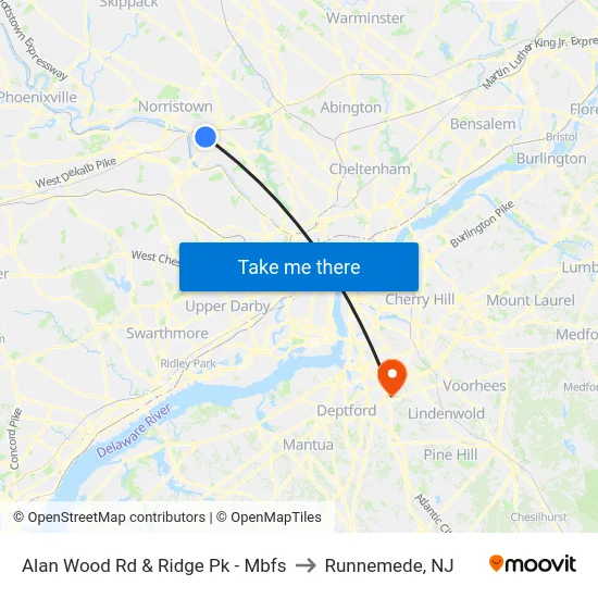 Alan Wood Rd & Ridge Pk - Mbfs to Runnemede, NJ map