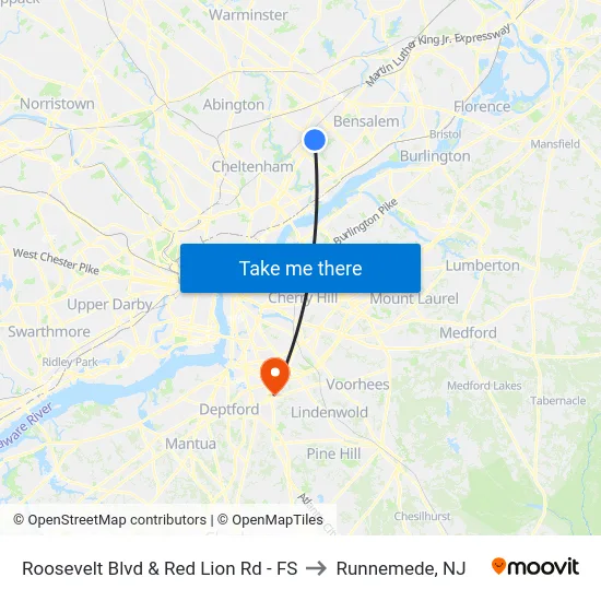 Roosevelt Blvd & Red Lion Rd - FS to Runnemede, NJ map