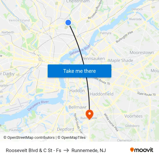 Roosevelt Blvd & C St - Fs to Runnemede, NJ map