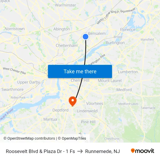 Roosevelt Blvd & Plaza Dr - 1 Fs to Runnemede, NJ map