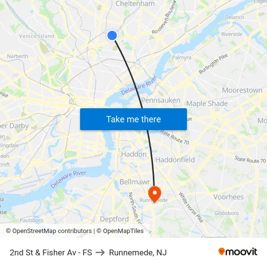 2nd St & Fisher Av - FS to Runnemede, NJ map
